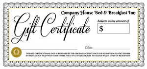 Gift Certificates to a Bed and Breakfast Inn